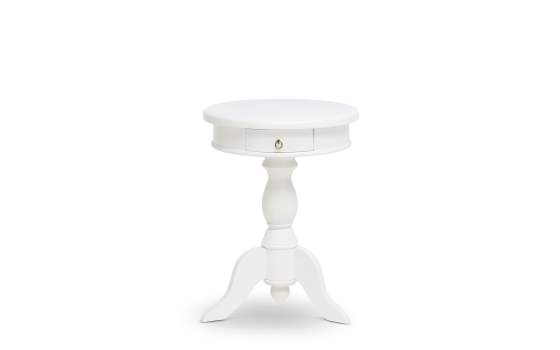 Mesa Auxiliar Redonda Clasica 1 Cajon Color Blanco Serie Alner