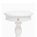 Mesa Auxiliar Redonda Clasica 1 Cajon Color Blanco Serie Alner