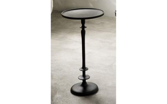 Mesa Auxiliar Redonda Clasica Aluminio Negro Serie Razany
