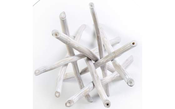 Mesa Auxiliar Redonda Cristal y Palos Blanqueados Alvade