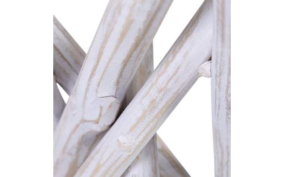 Mesa Auxiliar Redonda Cristal y Palos Blanqueados Alvade