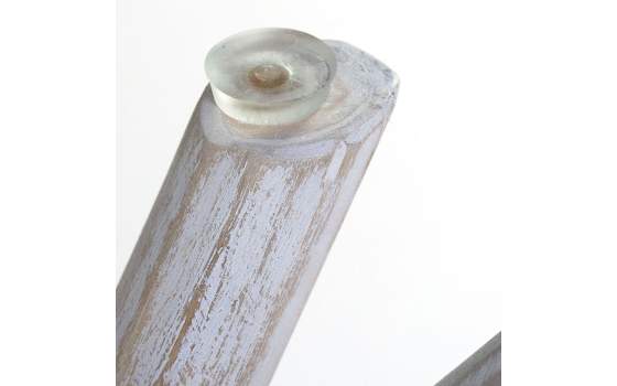 Mesa Auxiliar Redonda Cristal y Palos Blanqueados Alvade