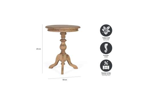 Mesa Auxiliar Redonda de 70 cm Madera Mindi - Serie Solstice
