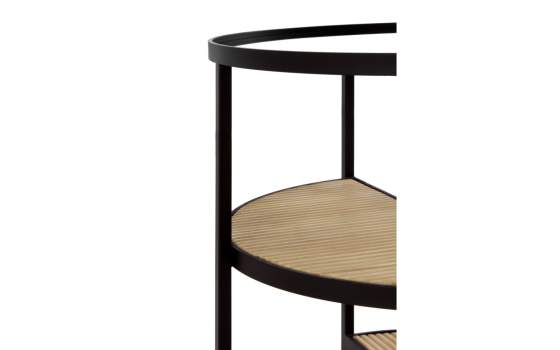 Mesa Auxiliar Redonda Forja Cristal y Madera Serie Anleby