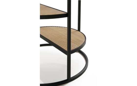 Mesa Auxiliar Redonda Forja Cristal y Madera Serie Anleby