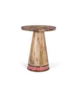 Mesa Auxiliar Redonda India Decorada en Colores Atucha