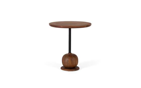 Mesa Auxiliar Redonda Industrial Acero Madera Serie Derit