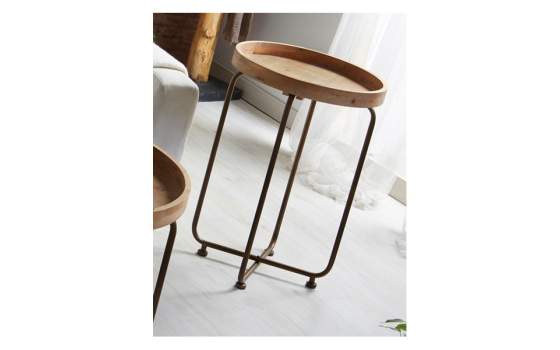 Mesa Auxiliar Redonda Madera Forja Serie Agaos