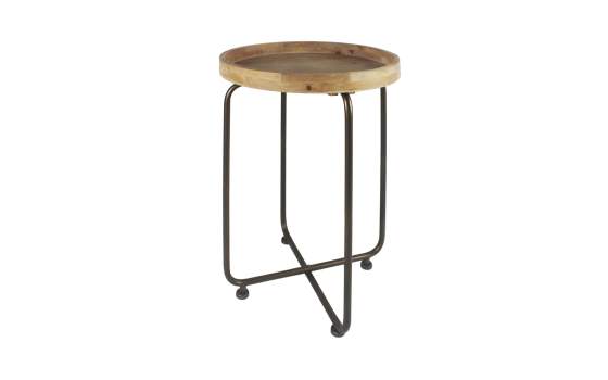 Mesa Auxiliar Redonda Madera Forja Serie Agaos