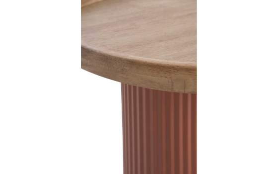 Mesa Auxiliar Redonda Madera Hevea y Metal Terracota - Alcal