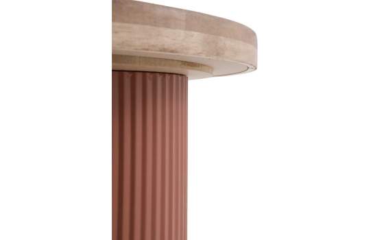 Mesa Auxiliar Redonda Madera Hevea y Metal Terracota - Alcal