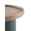 Mesa Auxiliar Redonda Madera Hevea y Metal Verde - Serie Alcal
