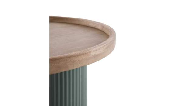 Mesa Auxiliar Redonda Madera Hevea y Metal Verde - Serie Alcal