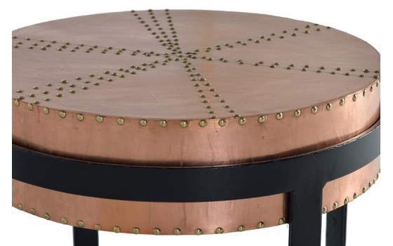 Mesa Auxiliar Redonda Metal y Cobre Serie Baccalar
