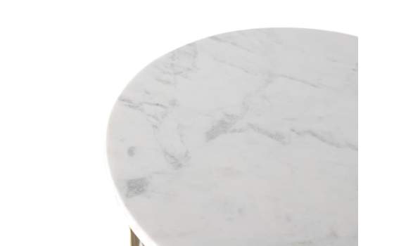 Mesa Auxiliar Redonda Moderna Aluminio Dorado Marmol Aroyal