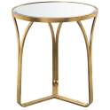 Mesa Auxiliar Redonda Moderna en Forja Oro Tapa Cristal Niost