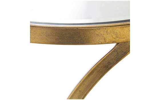 Mesa Auxiliar Redonda Moderna en Forja Oro Tapa Cristal Niost