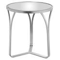Mesa Auxiliar Redonda Moderna en Forja Plata Tapa Cristal Niost