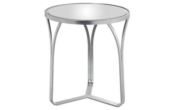 Mesa Auxiliar Redonda Moderna en Forja Plata Tapa Cristal Niost