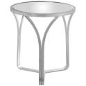 Mesa Auxiliar Redonda Moderna en Forja Plata Tapa Cristal Niost