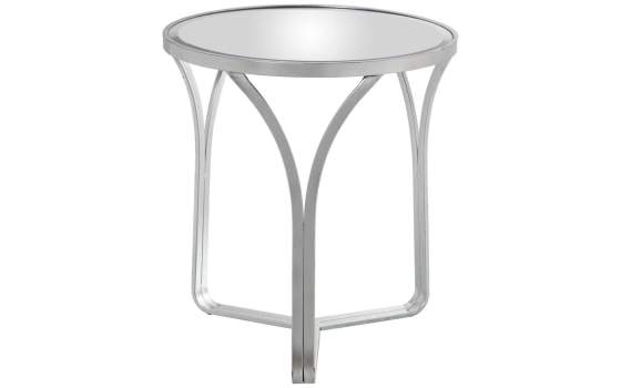 Mesa Auxiliar Redonda Moderna en Forja Plata Tapa Cristal Niost