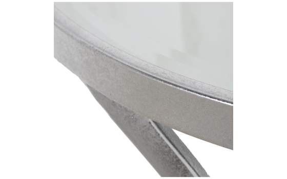 Mesa Auxiliar Redonda Moderna en Forja Plata Tapa Cristal Niost
