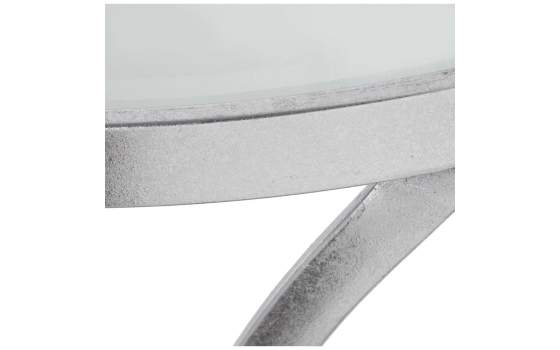 Mesa Auxiliar Redonda Moderna en Forja Plata Tapa Cristal Niost