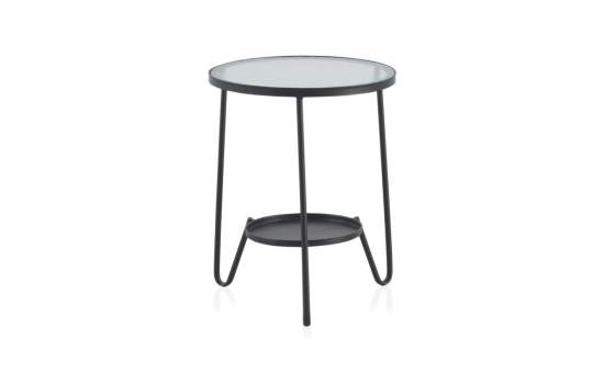 Mesa Auxiliar Redonda Moderna Forja Cristal Ondulado Ahejat