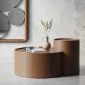 Mesa Auxiliar Redonda Moderna Nogal Oscuro - Serie Kora