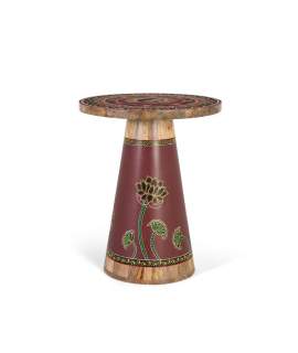 Mesa Auxiliar Redonda Oriental Decorada Colores Atucha