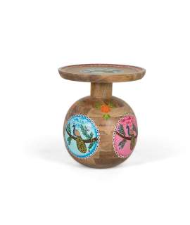 Mesa Auxiliar Redonda Oriental Decorada Serie Aheran