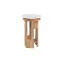 Mesa Auxiliar Redonda Rustica Tapa Marmol - Serie Albon