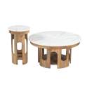 Mesa Auxiliar Redonda Rustica Tapa Marmol - Serie Albon