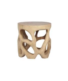 Mesa Auxiliar Redonda Tronco de Suar Natural Serie Agrelo