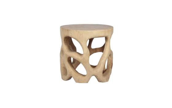 Mesa Auxiliar Redonda Tronco de Suar Natural Serie Agrelo