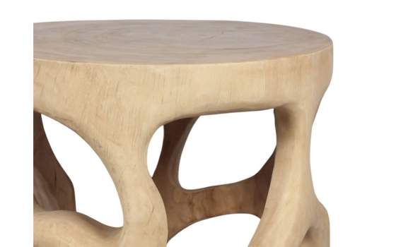 Mesa Auxiliar Redonda Tronco de Suar Natural Serie Agrelo