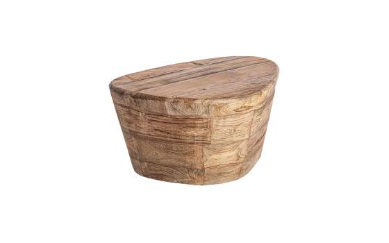 Mesa Auxiliar Rustica Oval Madera Teca Serie Lestans