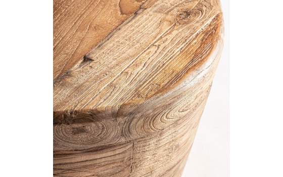 Mesa Auxiliar Rustica Oval Madera Teca Serie Lestans