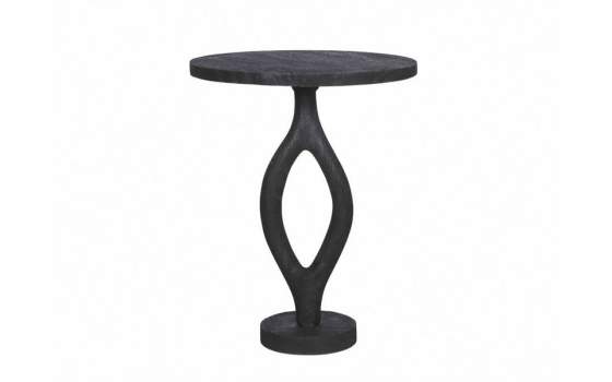 Mesa Auxiliar Rustica Redonda Madera Natural Negra Arogue