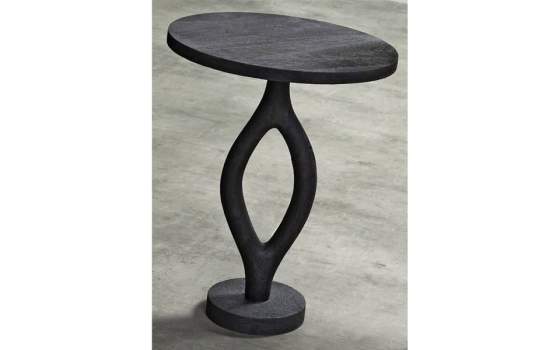 Mesa Auxiliar Rustica Redonda Madera Natural Negra Arogue