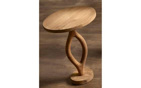 Mesa Auxiliar Rustica Redonda Madera Natural Serie Arogue