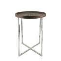 Mesa Baja Redonda Auxiliar Madera Acero Serie Anadia