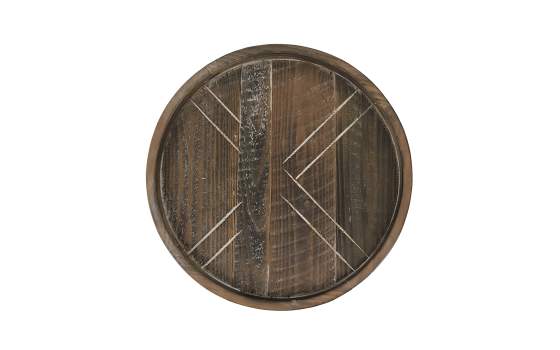 Mesa Baja Redonda Auxiliar Madera Acero Serie Anadia