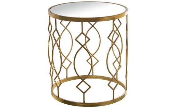 Mesa Baja Redonda en Forja Oro Tapa Cristal Serie Bastrase