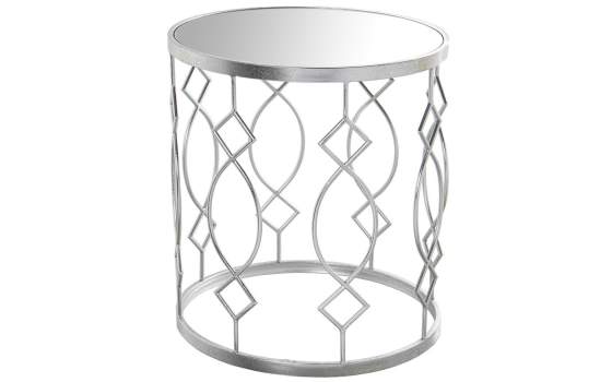 Mesa Baja Redonda en Forja Plata Tapa Cristal Serie Bastrase