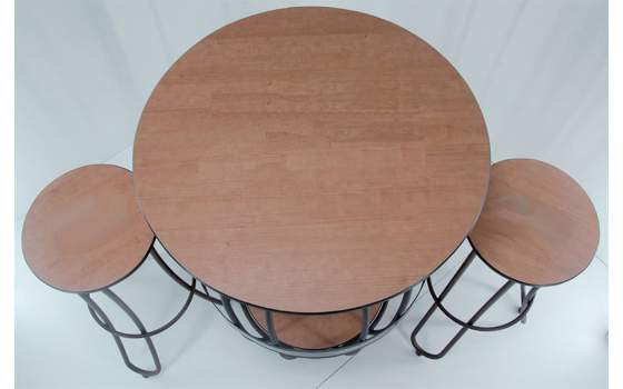 Mesa Barril de forja y Sobre de Madera  Artanst Serie Alfamar