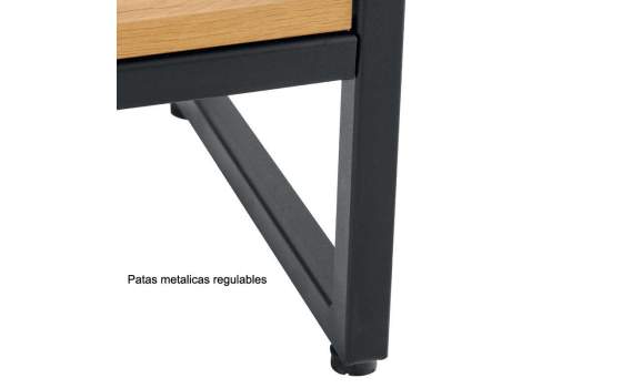 Mesa Centro 2 Cajones 1 Estante Madera Natural Serie Anube