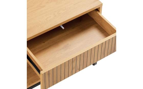 Mesa Centro 2 Cajones 1 Estante Madera Natural Serie Anube