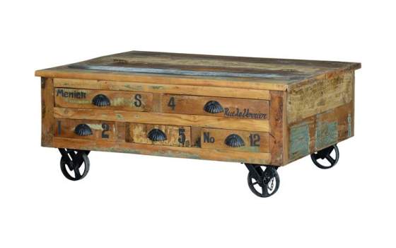 Mesa Centro 5 Cajones Arcon y Ruedas Vintage Colores Artsas