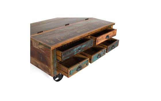 Mesa Centro 5 Cajones Arcon y Ruedas Vintage Colores Artsas